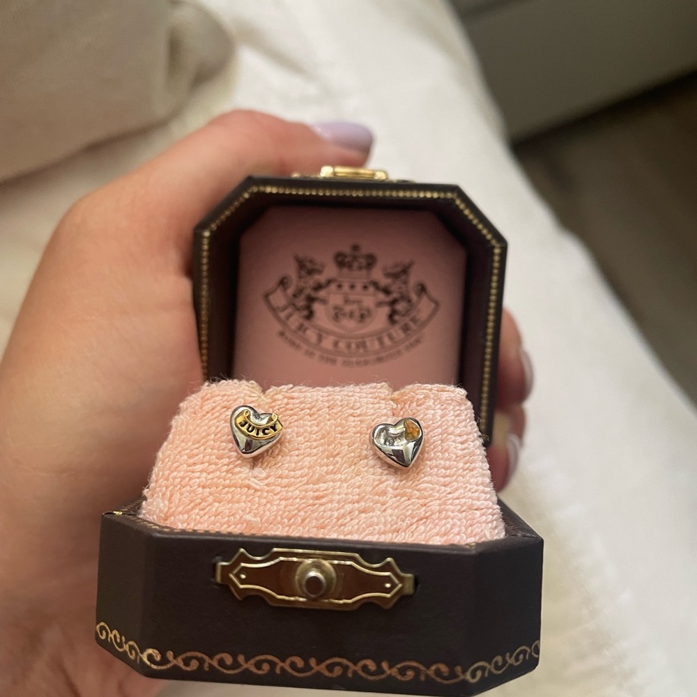 Juicy Couture Silver Heart Stud Earrings